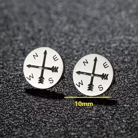Silver Compass Earrings North South East West Stud‎ Earrings Travel Gift Jewelry - Picture 4 of 4